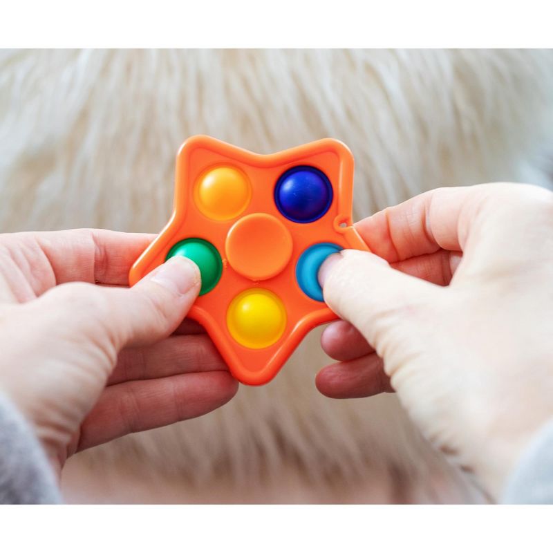 BOB Gift Pop Fidget Toy Spinner Orange Star 5-Button Bubble Popping Game, 4 of 8