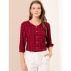 INSPIRE CHIC Women's V Neck 3/4 Sleeves Ligthweight Check Plaid Blouses - 3 of 4