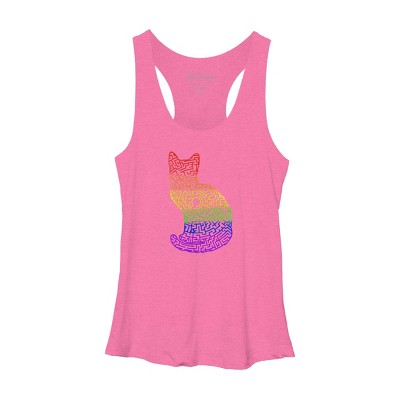 Adult Design By Humans Pride Rainbow Cat Maze By MisoKnotty Racerback Tank Top