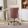 Okak Modern Office Chair, Upholstered Desk Chair with Golden Metal Base and Decorative Buttons, Height-Adjustable Comfy Chair for Office, Home, Pink - 3 of 4