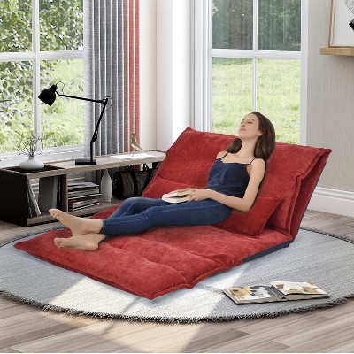 Oris 43 W X 71 D Burgundy Polyester Adjustable Folding Futon Video Gaming  Sofa With Two Pillows Multifunctional Bean Bag Chair/sofa-maison Boucle :  Target