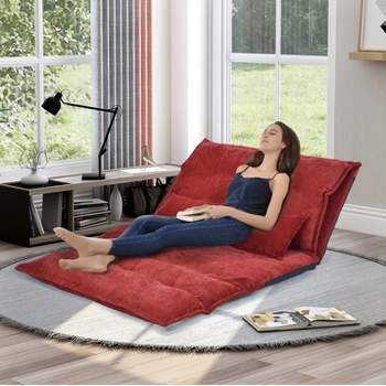 Oris 43.3" W Polyester Adjustable Folding Futon Sofa Video Gaming Sofa with Two Pillows Multifunctional Bean Bag Chair/Sofa-Maison Boucle
