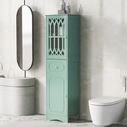 Over the Toilet Storage Rack with 2 Open Shelves and Doors, Black -  ModernLuxe