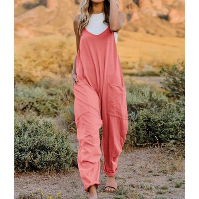 Women's Full Size Sleeveless V-neck Pocketed Jumpsuit - Double Take