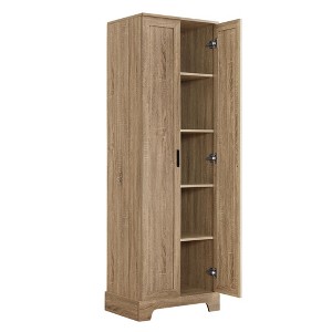Okak Modern Storage Cabinet with 2 Doors and Adjustable Shelf, 71 Inch Tall Cabinet Minimalist Bathroom Organizer - 1 of 4