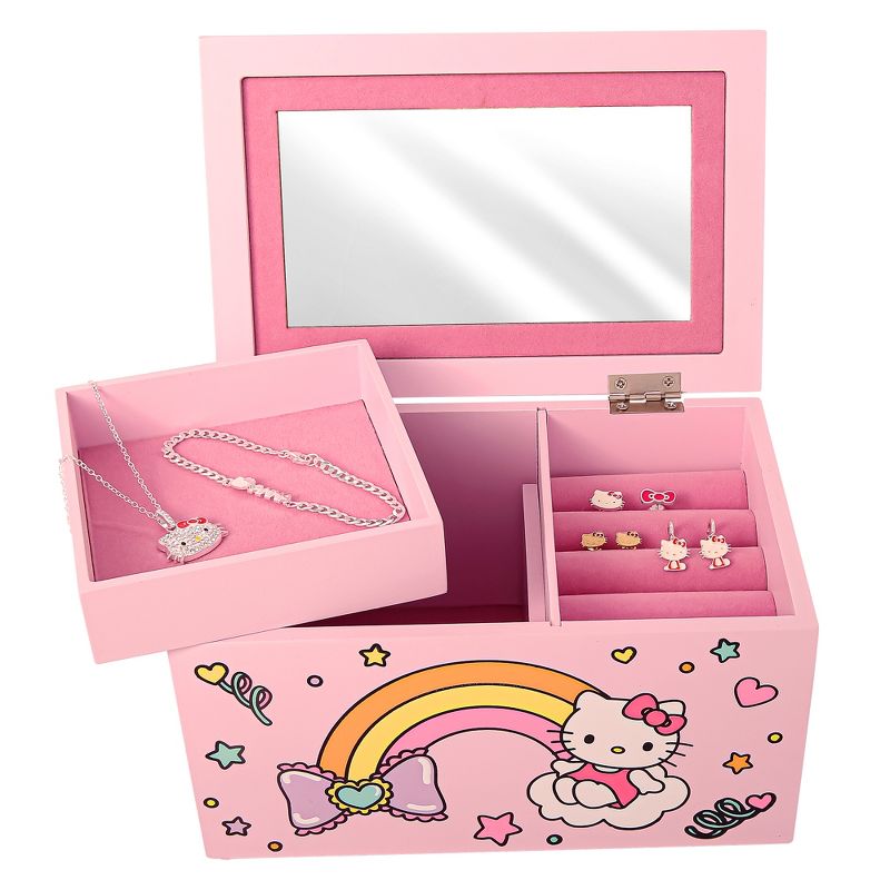 Sanrio Hello Kitty Pink Wood Jewelry Box with Tray - Officially Licensed Authentic, 3 of 5