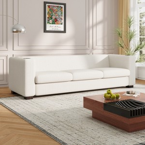 Christopher Knight Home Juvina Modern 80" Upholstered 3 Seater Sofa with USB Ports and Cup Holders - 1 of 4
