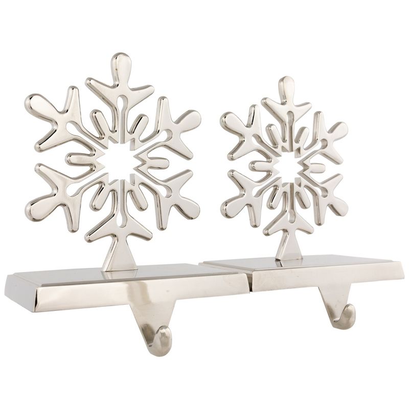 Northlight Set of 2 Solid Silver Snowflake Cutout Christmas Metal Stocking Holders 6.5", 3 of 7