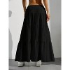 Women's Boho Maxi Skirt - Ruffle Hem A-Line with Elastic Waist & Tiered Layers Black - 2 of 4