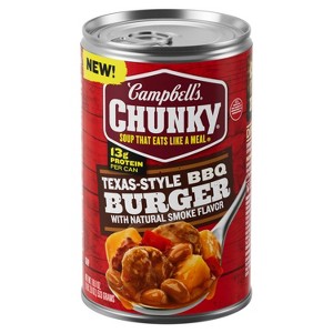 Campbell's Chunky Texas-Style BBQ Burger with Natural Smoke Flavor Soup - 18.8oz - 1 of 4