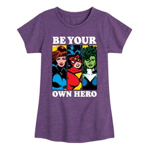Girls' - Marvel - Be Your Own Hero Fitted Short Sleeve Graphic T-Shirt - 1 of 4