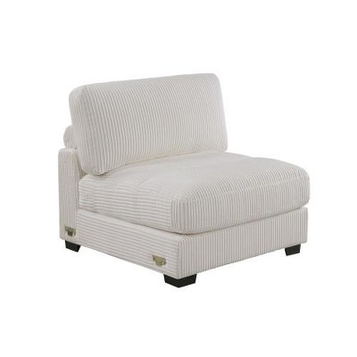 SYFERLORY Living Room Furniture Armless Chair Beige Wide-Welt Corduroy 1pc Armless Chair Soft Cushion Wood Legs