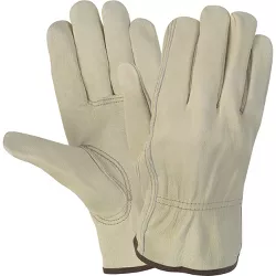 Mcr Safety Economy Leather Gloves Flexible Thumb LG Cream 3215L