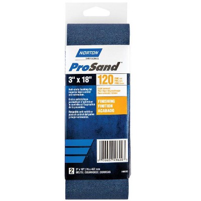 Norton ProSand 18 in. L X 3 in. W Zirconia Alumina Cloth Portable Sanding Belt 120 Grit Medium 2 pk