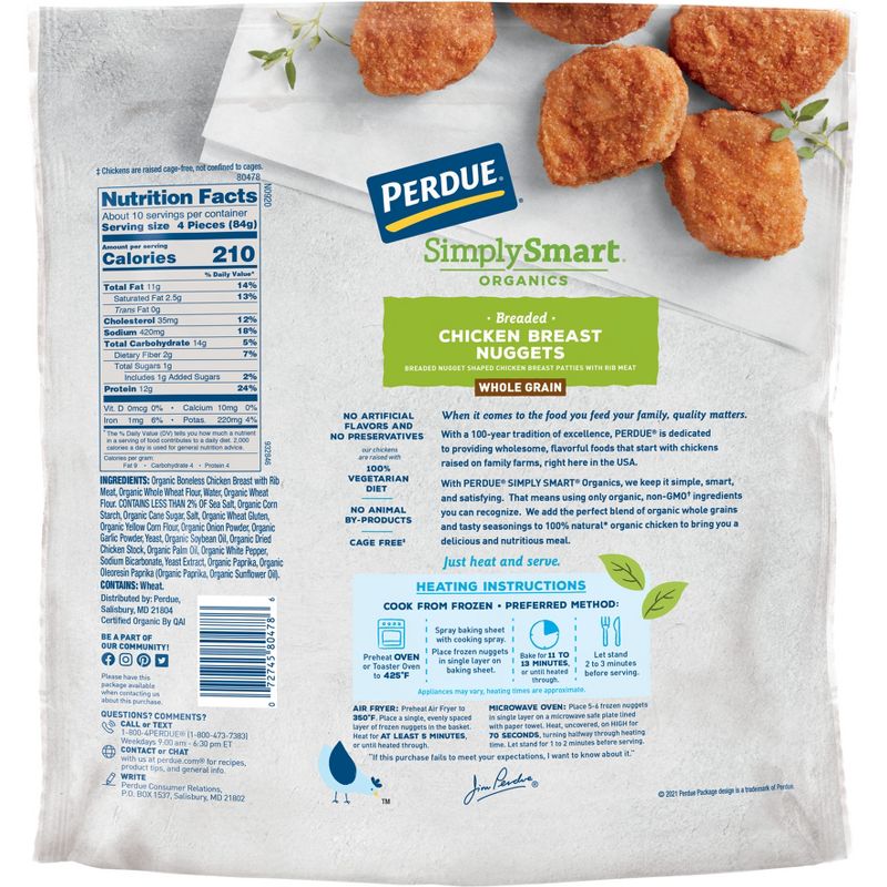Perdue Simply Smart Organic Whole Grain Breaded Chicken Breast Nuggets - Frozen - 29oz, 3 of 6
