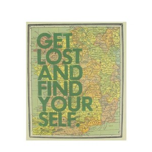 Ganz 12" Inspirational Quote "Get Lost And Find Your Self" Colorful Framed Atlas Map Hanging Wall Art - 1 of 1