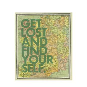 Ganz 12" Inspirational Quote "Get Lost And Find Your Self" Colorful Framed Atlas Map Hanging Wall Art
