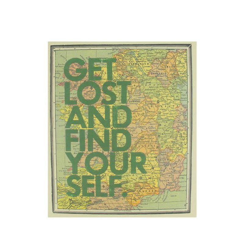 Ganz 12" Inspirational Quote "Get Lost And Find Your Self" Colorful Framed Atlas Map Hanging Wall Art, 1 of 2
