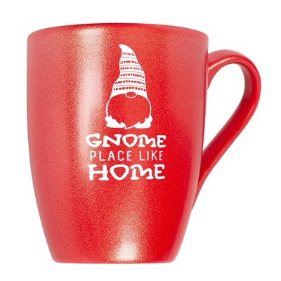 Elanze Designs Cute Witty Coffee Cup Mug 10 Ounce Ceramic With Shimmery Metallic Finish Gnome Place Like Home Crimson Red