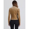 INSPIRE CHIC Women's 1 Button Lapel Collar Business Office Crop Suit Velvet Blazer - 4 of 4