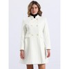 Allegra K Women's Stand Collar Double Breasted Pocket Long Sleeve Winter Coats - 4 of 4