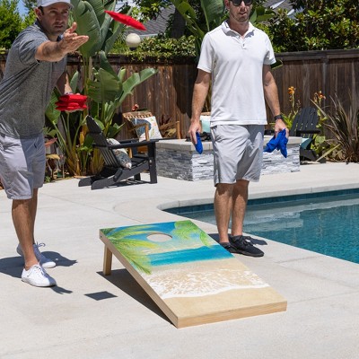 Beach Scene Premium Wood Cornhole Set with Bean Bags