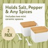 Impresa 2 Pack Japanese-Style Salt Box With Spoon for a Minimalist Kitchen Decor - Spice Jars With Bamboo Lids - 4 of 4