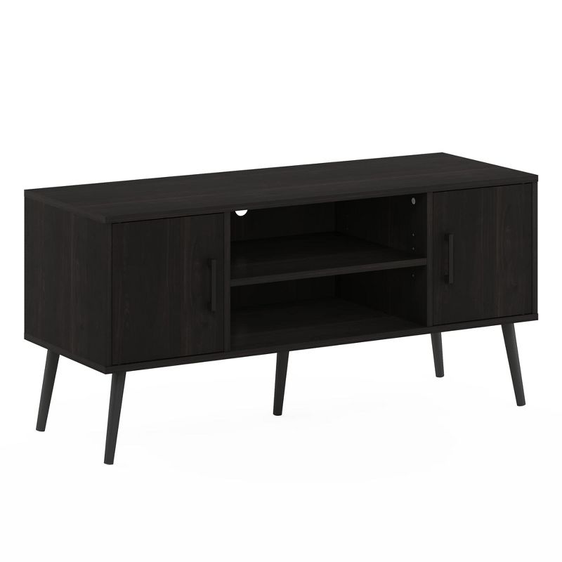 Furinno Claude Mid Century Style TV Stand with Wood Legs,for TV Size up to 50 inch Two Cabinets, Espresso, 4 of 5