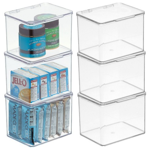mDesign Plastic Stackable Small Organizing Bin Kitchen Pantry Cabinet,  Refrigerator, Freezer Food Organization Storage Bins with
