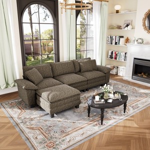 Captiva Designs Cloud Modular 4-Seater Sectional Sofa with L-Shaped Chaise and Movable Ottoman, Living Room Couch - 1 of 4
