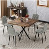 38.60"Square Dining Table Set, Mid Century Modern Square Dining Table for 4 Person, Faux Marble Tabletop, Iron Legs,Brown+Gray - 2 of 4