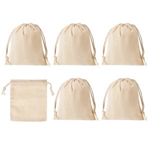 Unique Bargains Bank Coin Deposit Change Transit Bags Canvas Money Bag with Drawstring 6 Pcs - 1 of 4