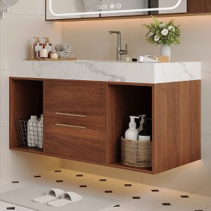 KWPZQEB 39.4" Bathroom Vanity with Ceramic Sink, Bathroom Sink Cabinet with 2 Drawers & 2 Storage Spaces, Floating Bathroom Vanity for Bathroom - 1 of 4