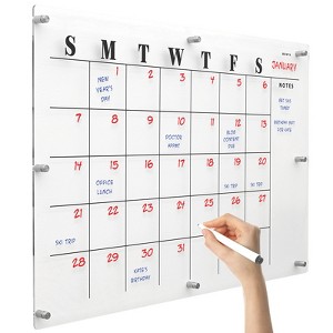Excello Global Products Ultra-Clear Acrylic Dry Erase Memo Writing Board and Wall Calendar Family Planner 30" x 20" - 1 of 4