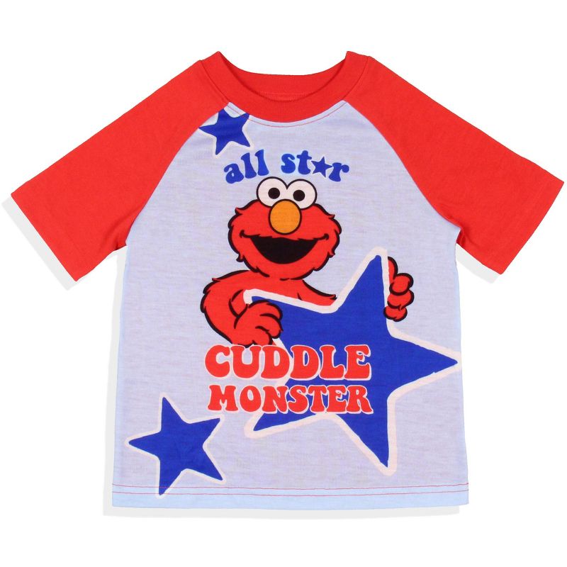 Sesame Street Toddler Boys' Elmo All Star Cuddle Monster Pajama Set Short Blue, 3 of 7