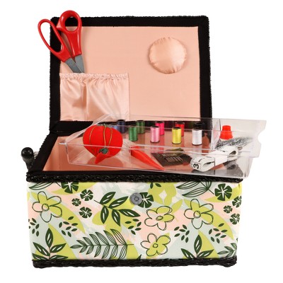 Singer Large Sewing Basket with Sewing Kit: Includes Seam Ripper, Thimble, Large Safety Pins, 127 Pieces Sewing Baskets