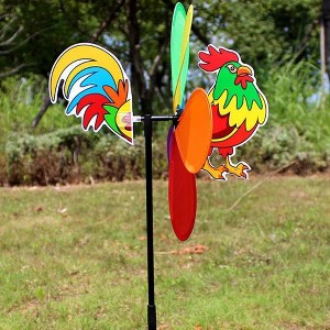 3D Colorful Animal Wind Spinner - Outdoor Garden Windmill for Yard, Lawn & Patio, Weather-Resistant Metal Whirligig, Cute Rooster Art Stake - 1 of 1