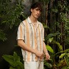 Campus Sutra Men Men's Coral Orange & Saltbox Beige Multitrack Knit Oversized Shirt - 3 of 4