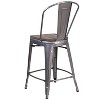 Flash Furniture 24" High Clear Coated Counter Height Stool with Back and Wood Seat - 4 of 4