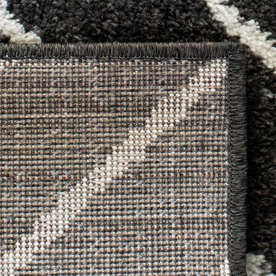 Brown and Ivory Geometric Hand-Knotted Runner Rug