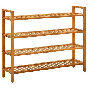 vidaXL Shoe Rack Solid Oak Wood Compact Shoe Rack Rectangular Rustic - 1 of 4