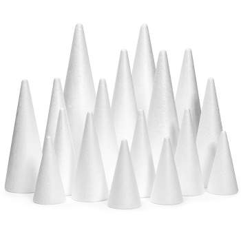 Bright Creations 18 Pack Foam Cones for Crafts, 5 Assorted Sizes for Trees, Holiday Decorations, Handmade Gnomes (White, 4.3-12")