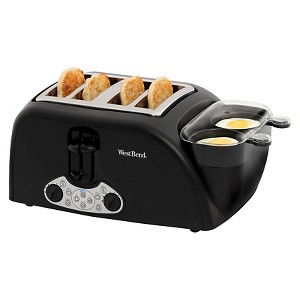 West Bend Egg & Muffin Toaster 4-Slice, Silver Black