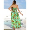 HAPPY BAY Women's House Daily Routine Evening Wear Maxi A Line Casual Slit Party Strapless Tube Top Dress One Size Green, Tropical - 3 of 4