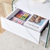 Syemin Glass End Table, Double Layer Rectangular Tiered Side Table with Drawers and Glass Top, White, 17.7"*15.5"*19" - 3 of 4