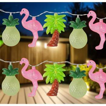 Northlight 10ct Battery Operated Tropical Summer LED String Lights Warm White - 4.5' Clear Wire