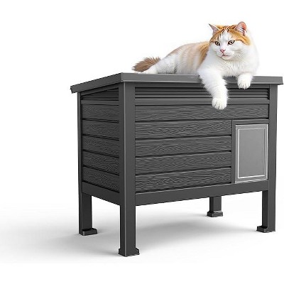 Yardgrace Outdoor Cat House Weatherproof Feral Cat Shelter with Raised Floor