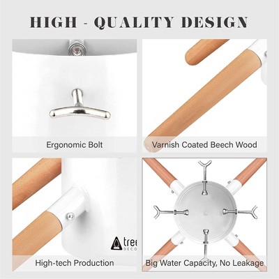 White Metal and Beech Wood Christmas Tree Stand for 10ft Trees