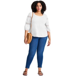 Avenue Women's Plus Size Eyelet Trim Bell Sleeve Scoopneck Tee - 1 of 4