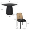 5-Piece Round Dining Table Set, 46'' Pedestal Table with 4 Rattan Cane Back Dining Chairs, Modern Farmhouse & Boho Kitchen Set-Maison Boucle - 2 of 4